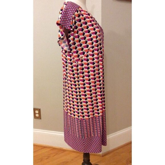LAUNDRY by Shelli Segal Blue Pink Orange Multi Print Shift Dress- Size Medium - Picture 5 of 12